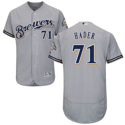 Brewers #71 Josh Hader Grey Flexbase Authentic Collection Stitched MLB Jersey Brewers #71 Josh Hader Grey Flexbase Authentic Collection Stitched MLB Jersey
