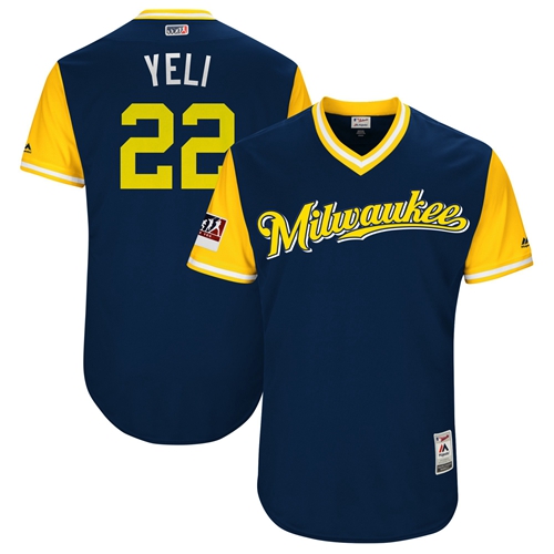 Brewers #22 Christian Yelich Navy "Yeli" Players Weekend Authentic Stitched MLB Jersey Brewers #22 Christian Yelich Navy "Yeli" Players Weekend Authentic Stitched MLB Jersey
