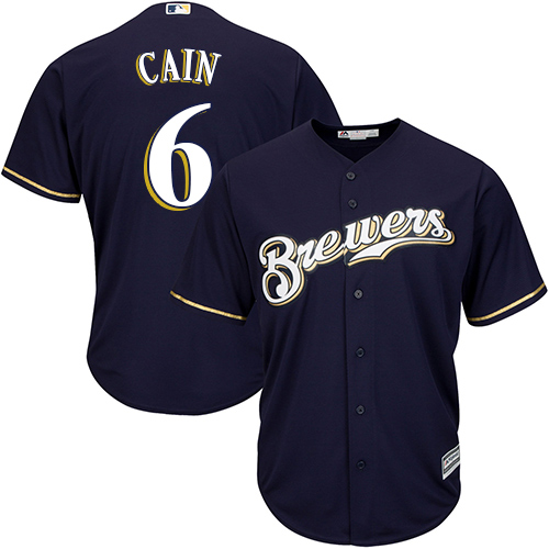 Brewers #6 Lorenzo Cain Navy Blue New Cool Base Stitched MLB Jersey Brewers #6 Lorenzo Cain Navy Blue New Cool Base Stitched MLB Jersey