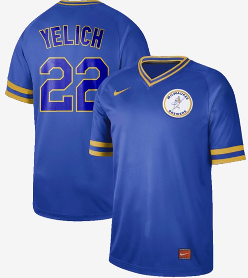 Nike Brewers #22 Christian Yelich Royal Authentic Cooperstown Collection Stitched MLB Jersey Nike Brewers #22 Christian Yelich Royal Authentic Cooperstown Collection Stitched MLB Jersey