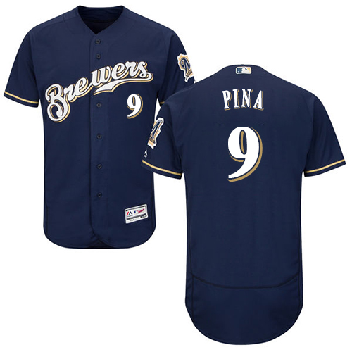 Brewers #9 Manny Pina Navy Blue Flexbase Authentic Collection Stitched MLB Jersey Brewers #9 Manny Pina Navy Blue Flexbase Authentic Collection Stitched MLB Jersey