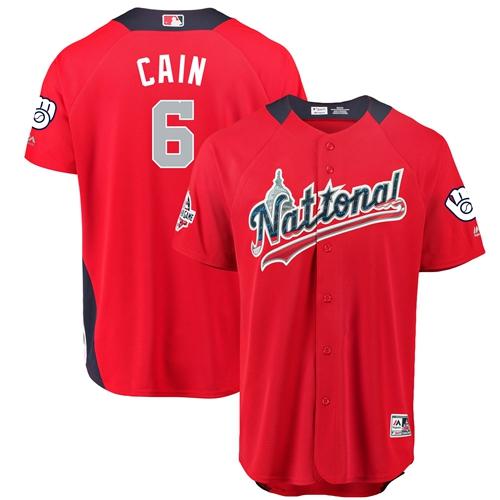 Brewers #6 Lorenzo Cain Red 2018 All-Star National League Stitched MLB Jersey Brewers #6 Lorenzo Cain Red 2018 All-Star National League Stitched MLB Jersey