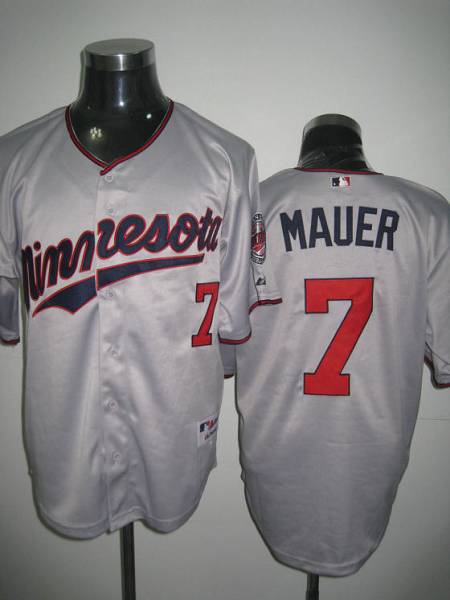Twins #7 Joe Mauer Stitched Grey MLB Jersey Twins #7 Joe Mauer Stitched Grey MLB Jersey