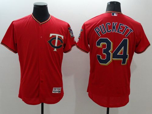 Twins #34 Kirby Puckett Red Flexbase Authentic Collection Stitched MLB Jersey Twins #34 Kirby Puckett Red Flexbase Authentic Collection Stitched MLB Jersey