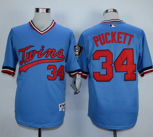 Twins #34 Kirby Puckett Light Blue 1984 Turn Back The Clock Stitched MLB Jersey Twins #34 Kirby Puckett Light Blue 1984 Turn Back The Clock Stitched MLB Jersey