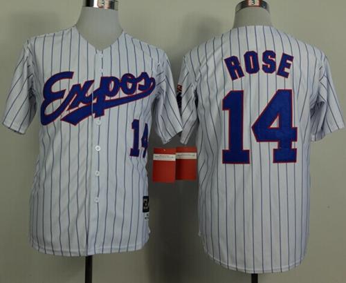 Mitchell And Ness 1982 Expos #14 Pete Rose White(Black Strip) Throwback Stitched MLB Jersey Mitchell And Ness 1982 Expos #14 Pete Rose White(Black Strip) Throwback Stitched MLB Jersey