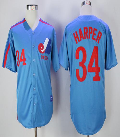 Mitchell And Ness Expos #34 Bryce Harper Blue Throwback Stitched MLB Jersey Mitchell And Ness Expos #34 Bryce Harper Blue Throwback Stitched MLB Jersey