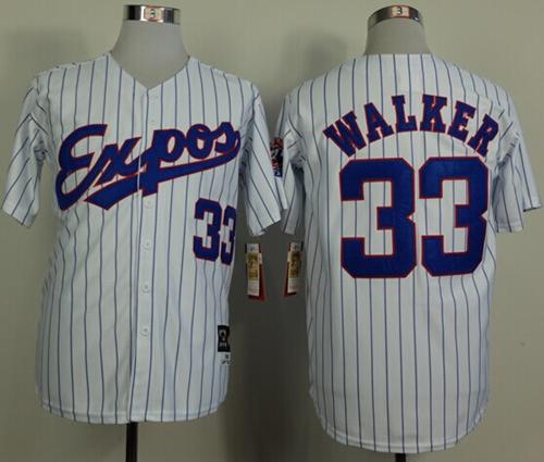 Mitchell And Ness 1982 Expos #33 Larry Walker White(Black Strip) Throwback Stitched MLB Jersey Mitchell And Ness 1982 Expos #33 Larry Walker White(Black Strip) Throwback Stitched MLB Jersey