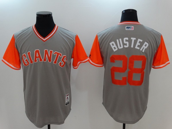 Men's San Franciscoc Giants #28 Buster Posey Grey Stitched MLB Jersey Men's San Franciscoc Giants #28 Buster Posey Grey Stitched MLB Jersey