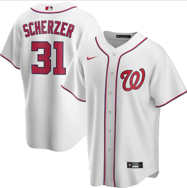 Men's Washington Nationals #31 Max Scherzer White MLB Cool Base Stitched Jersey Men's Washington Nationals #31 Max Scherzer White MLB Cool Base Stitched Jersey