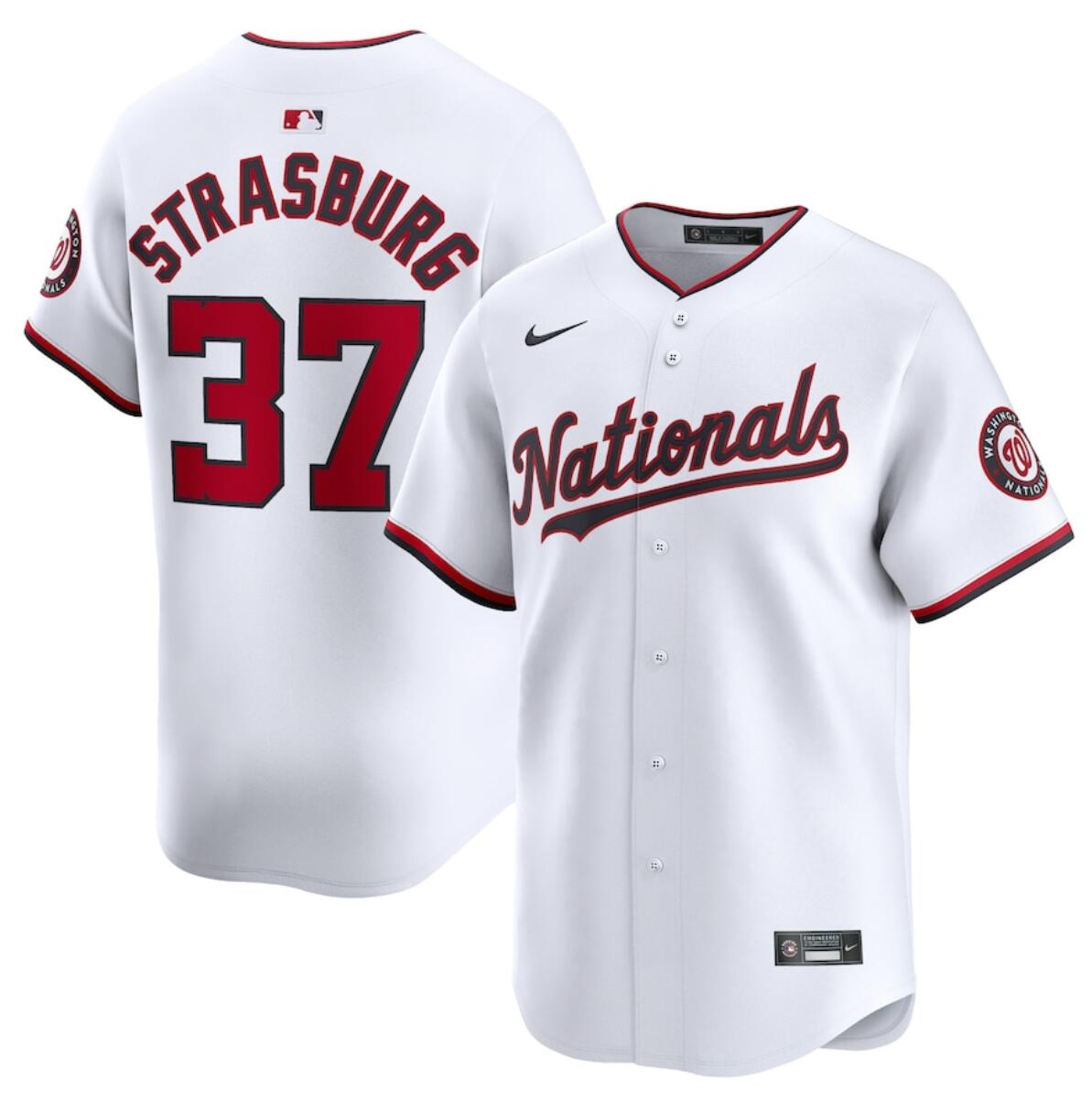 Men's Washington Nationals #37 Stephen Strasburg White Cool Base Stitched Baseball Jersey Men's Washington Nationals #37 Stephen Strasburg White Cool Base Stitched Baseball Jersey