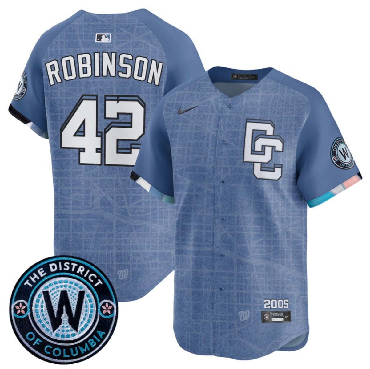 Men's Washington Nationals #42 Jackie Robinson Blue 2025 City Connect Limited Stitched Baseball Jersey Men's Washington Nationals #42 Jackie Robinson Blue 2025 City Connect Limited Stitched Baseball Jersey
