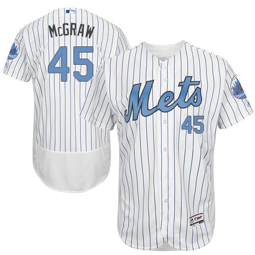 Mets #45 Tug McGraw White(Blue Strip) Flexbase Authentic Collection Father's Day Stitched MLB Jersey Mets #45 Tug McGraw White(Blue Strip) Flexbase Authentic Collection Father's Day Stitched MLB Jersey