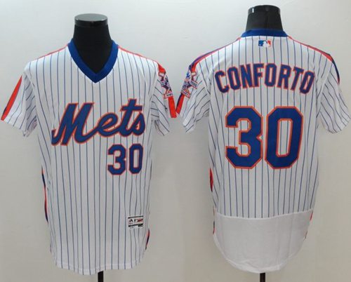 Mets #30 Michael Conforto White(Blue Strip) Flexbase Authentic Collection Alternate Stitched MLB Jersey Mets #30 Michael Conforto White(Blue Strip) Flexbase Authentic Collection Alternate Stitched MLB Jersey