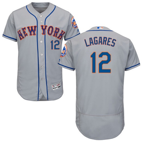 Mets #12 Juan Lagares Grey Flexbase Authentic Collection Stitched MLB Jersey Mets #12 Juan Lagares Grey Flexbase Authentic Collection Stitched MLB Jersey