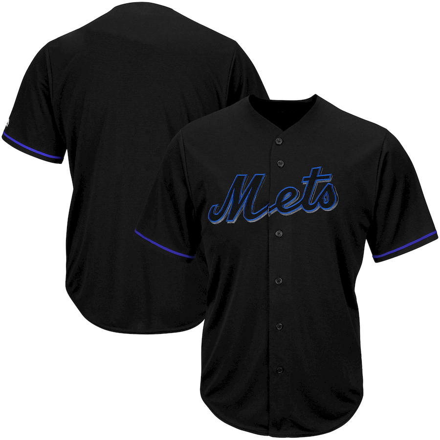 New York Mets Majestic Big & Tall Pop Fashion V-Neck Jersey Black New York Mets Majestic Big & Tall Pop Fashion V-Neck Jersey Black