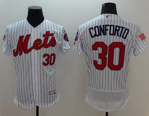 Mets #30 Michael Conforto White(Blue Strip) Fashion Stars & Stripes Flexbase Authentic Stitched MLB Jersey Mets #30 Michael Conforto White(Blue Strip) Fashion Stars & Stripes Flexbase Authentic Stitched MLB Jersey