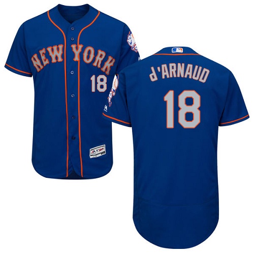 Mets #18 Travis d'Arnaud Blue(Grey NO.) Flexbase Authentic Collection Stitched MLB Jersey Mets #18 Travis d'Arnaud Blue(Grey NO.) Flexbase Authentic Collection Stitched MLB Jersey