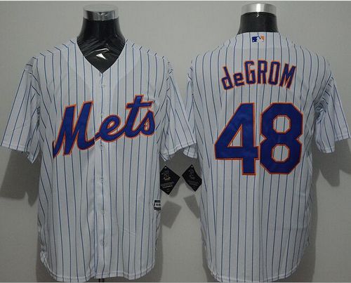 Mets #48 Jacob DeGrom White(Blue Strip) New Cool Base Stitched MLB Jersey Mets #48 Jacob DeGrom White(Blue Strip) New Cool Base Stitched MLB Jersey