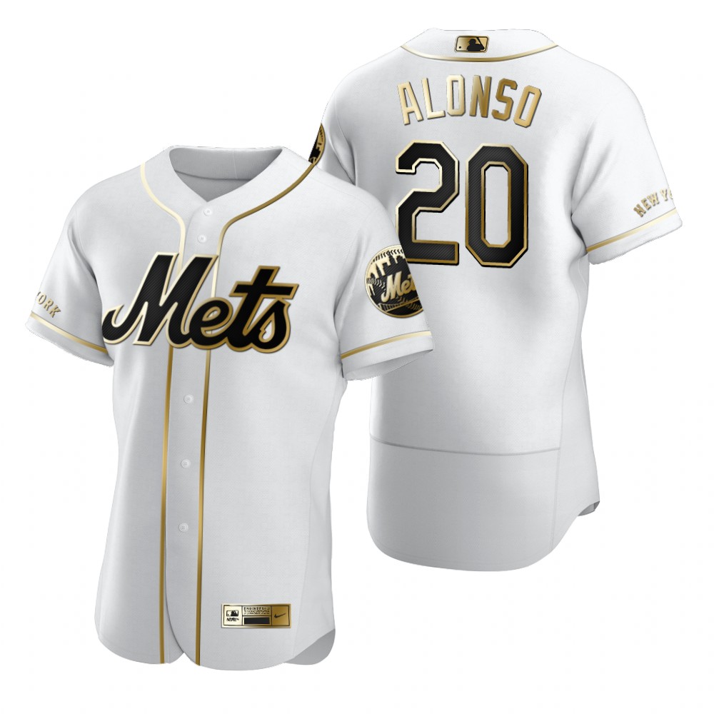New York Mets #20 Pete Alonso White Nike Men's Authentic Golden Edition MLB Jersey New York Mets #20 Pete Alonso White Nike Men's Authentic Golden Edition MLB Jersey