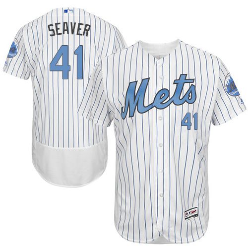 Mets #41 Tom Seaver White(Blue Strip) Flexbase Authentic Collection Father's Day Stitched MLB Jersey Mets #41 Tom Seaver White(Blue Strip) Flexbase Authentic Collection Father's Day Stitched MLB Jersey