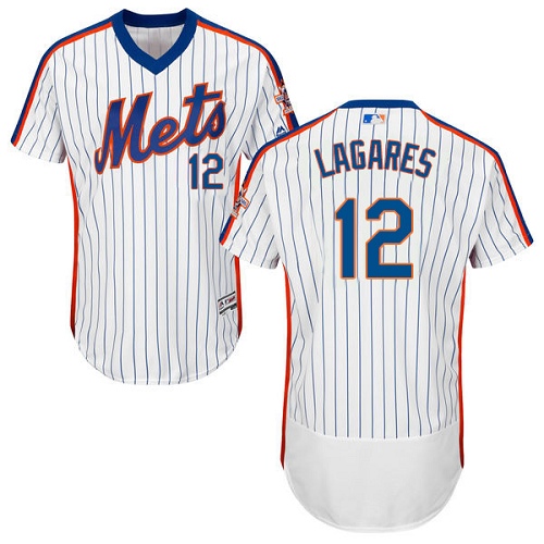 Mets #12 Juan Lagares White(Blue Strip) Flexbase Authentic Collection Alternate Stitched MLB Jersey Mets #12 Juan Lagares White(Blue Strip) Flexbase Authentic Collection Alternate Stitched MLB Jersey