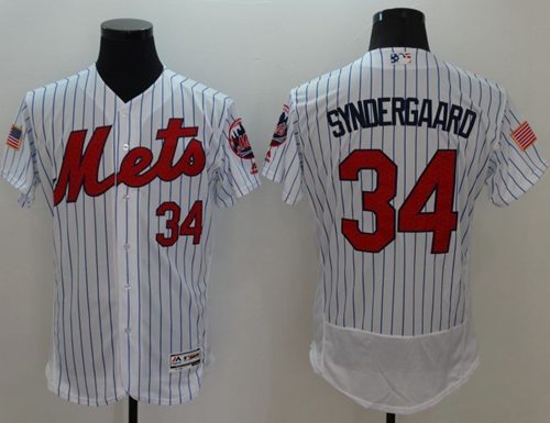 Mets #34 Noah Syndergaard White(Blue Strip) Fashion Stars & Stripes Flexbase Authentic Stitched MLB Jersey Mets #34 Noah Syndergaard White(Blue Strip) Fashion Stars & Stripes Flexbase Authentic Stitched MLB Jersey