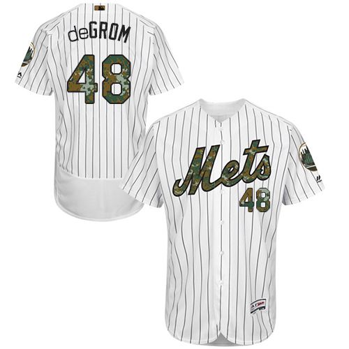 Mets #48 Jacob DeGrom White(Blue Strip) Flexbase Authentic Collection Memorial Day Stitched MLB Jersey Mets #48 Jacob DeGrom White(Blue Strip) Flexbase Authentic Collection Memorial Day Stitched MLB Jersey