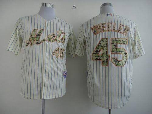 Mets #45 Zack Wheeler Cream(Blue Strip) USMC Cool Base Stitched MLB Jersey Mets #45 Zack Wheeler Cream(Blue Strip) USMC Cool Base Stitched MLB Jersey