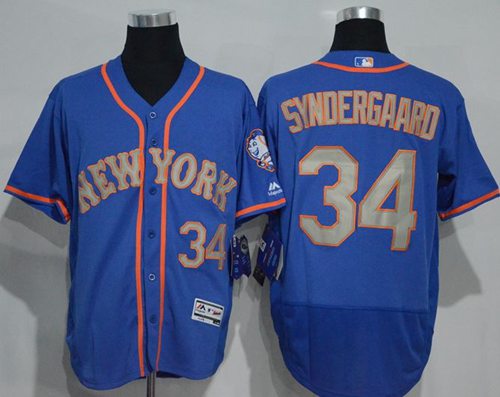 Mets #34 Noah Syndergaard Blue(Grey NO.) Flexbase Authentic Collection Stitched MLB Jersey Mets #34 Noah Syndergaard Blue(Grey NO.) Flexbase Authentic Collection Stitched MLB Jersey