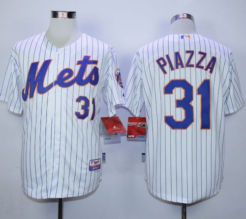 Mets #31 Mike Piazza White(Blue Strip) Home Cool Base Stitched MLB Jersey Mets #31 Mike Piazza White(Blue Strip) Home Cool Base Stitched MLB Jersey