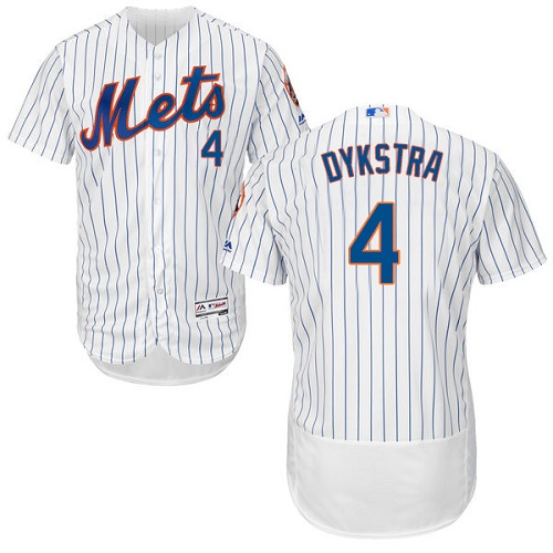 Mets #4 Lenny Dykstra White(Blue Strip) Flexbase Authentic Collection Stitched MLB Jersey Mets #4 Lenny Dykstra White(Blue Strip) Flexbase Authentic Collection Stitched MLB Jersey