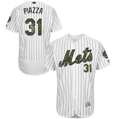 Mets #31 Mike Piazza White(Blue Strip) Flexbase Authentic Collection Memorial Day Stitched MLB Jersey Mets #31 Mike Piazza White(Blue Strip) Flexbase Authentic Collection Memorial Day Stitched MLB Jersey