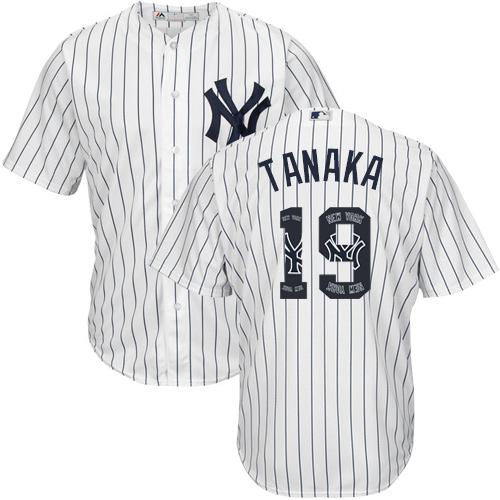 Yankees #19 Masahiro Tanaka White Strip Team Logo Fashion Stitched MLB Jersey Yankees #19 Masahiro Tanaka White Strip Team Logo Fashion Stitched MLB Jersey