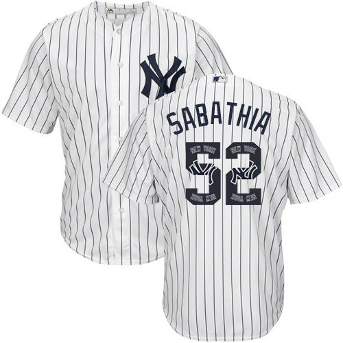 Yankees #52 C.C. Sabathia White Strip Team Logo Fashion Stitched MLB Jersey Yankees #52 C.C. Sabathia White Strip Team Logo Fashion Stitched MLB Jersey