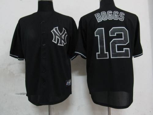 Yankees #12 Wade Boggs Black Fashion Stitched MLB Jersey Yankees #12 Wade Boggs Black Fashion Stitched MLB Jersey