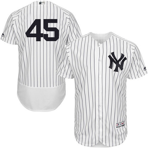 Yankees #45 Luke Voit White Strip Flexbase Authentic Collection Stitched MLB Jersey Yankees #45 Luke Voit White Strip Flexbase Authentic Collection Stitched MLB Jersey