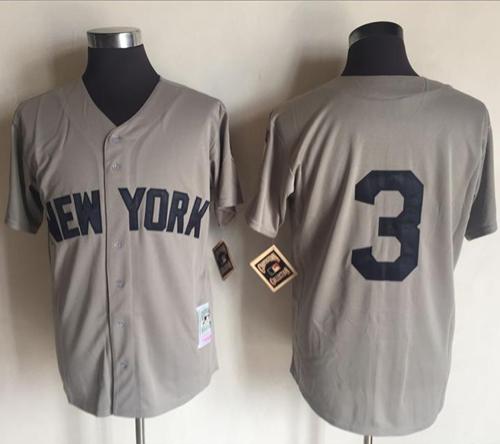 Mitchell And Ness Yankees #3 Babe Ruth Grey Throwback Stitched MLB Jersey Mitchell And Ness Yankees #3 Babe Ruth Grey Throwback Stitched MLB Jersey