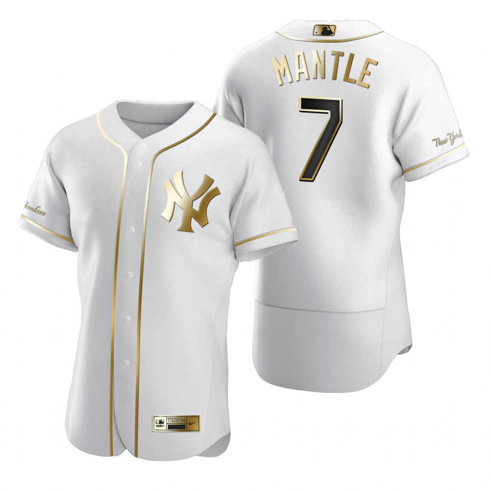 New York Yankees #7 Mickey Mantle White Nike Men's Authentic Golden Edition MLB Jersey New York Yankees #7 Mickey Mantle White Nike Men's Authentic Golden Edition MLB Jersey