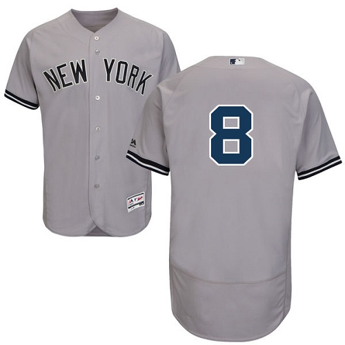Yankees #8 Yogi Berra Grey Flexbase Authentic Collection Stitched MLB Jersey Yankees #8 Yogi Berra Grey Flexbase Authentic Collection Stitched MLB Jersey