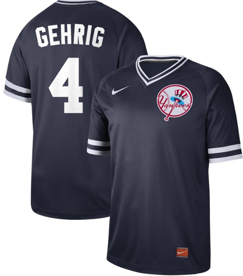 Nike Yankees #4 Lou Gehrig Navy Authentic Cooperstown Collection Stitched MLB Jersey Nike Yankees #4 Lou Gehrig Navy Authentic Cooperstown Collection Stitched MLB Jersey