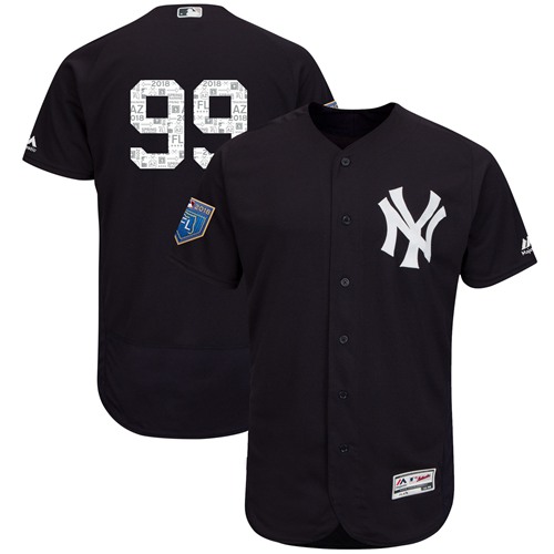 Yankees #99 Aaron Judge Navy Blue 2018 Spring Training Authentic Flex Base Stitched MLB Jersey Yankees #99 Aaron Judge Navy Blue 2018 Spring Training Authentic Flex Base Stitched MLB Jersey