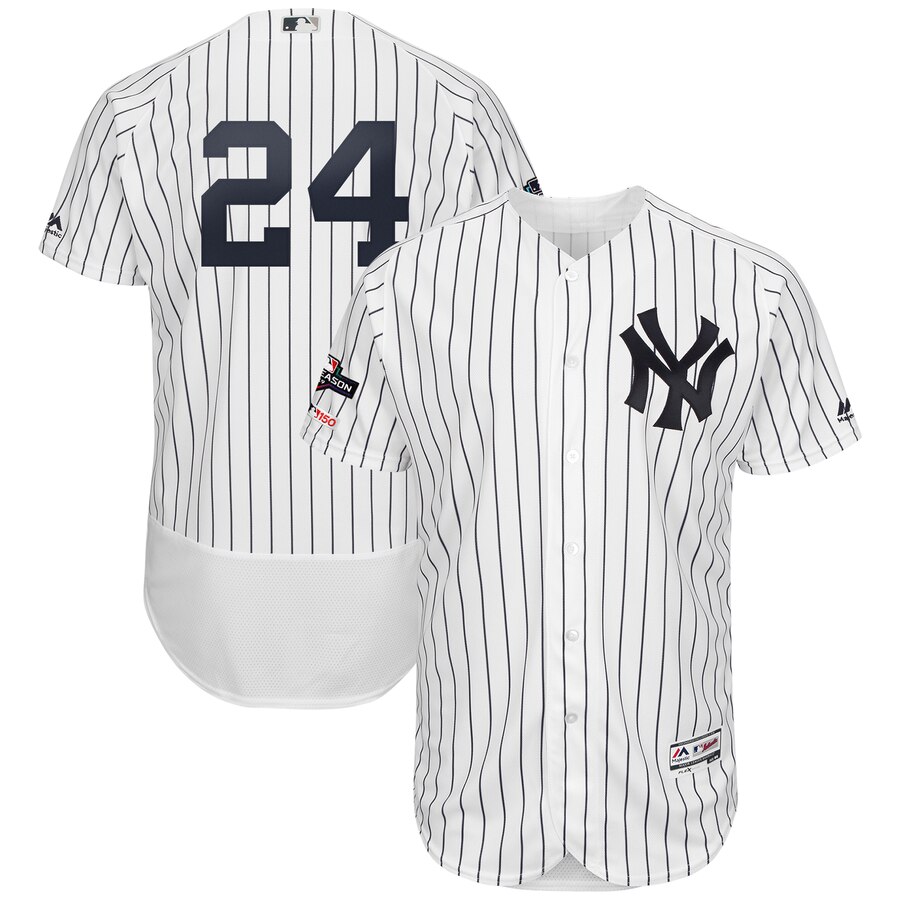 New York Yankees #24 Gary Sanchez Majestic 2019 Postseason Authentic Flex Base Player Jersey White Navy New York Yankees #24 Gary Sanchez Majestic 2019 Postseason Authentic Flex Base Player Jersey White Navy