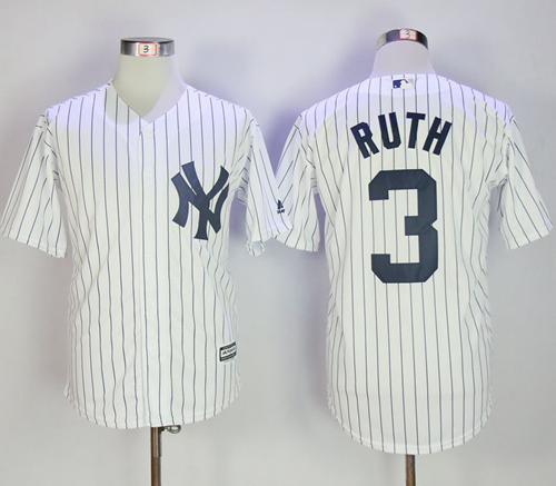 Yankees #3 Babe Ruth White Strip New Cool Base Stitched MLB Jersey Yankees #3 Babe Ruth White Strip New Cool Base Stitched MLB Jersey
