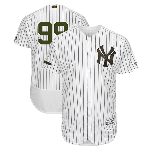 Yankees #99 Aaron Judge White Strip Flexbase Authentic Collection 2018 Memorial Day Stitched MLB Jersey Yankees #99 Aaron Judge White Strip Flexbase Authentic Collection 2018 Memorial Day Stitched MLB Jersey