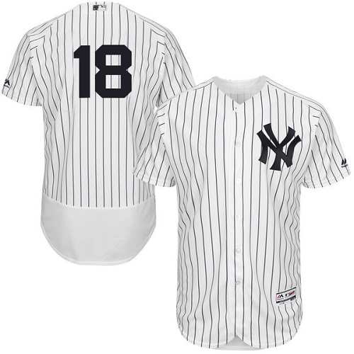 Yankees #18 Johnny Damon White Strip Flexbase Authentic Collection Stitched MLB Jersey Yankees #18 Johnny Damon White Strip Flexbase Authentic Collection Stitched MLB Jersey