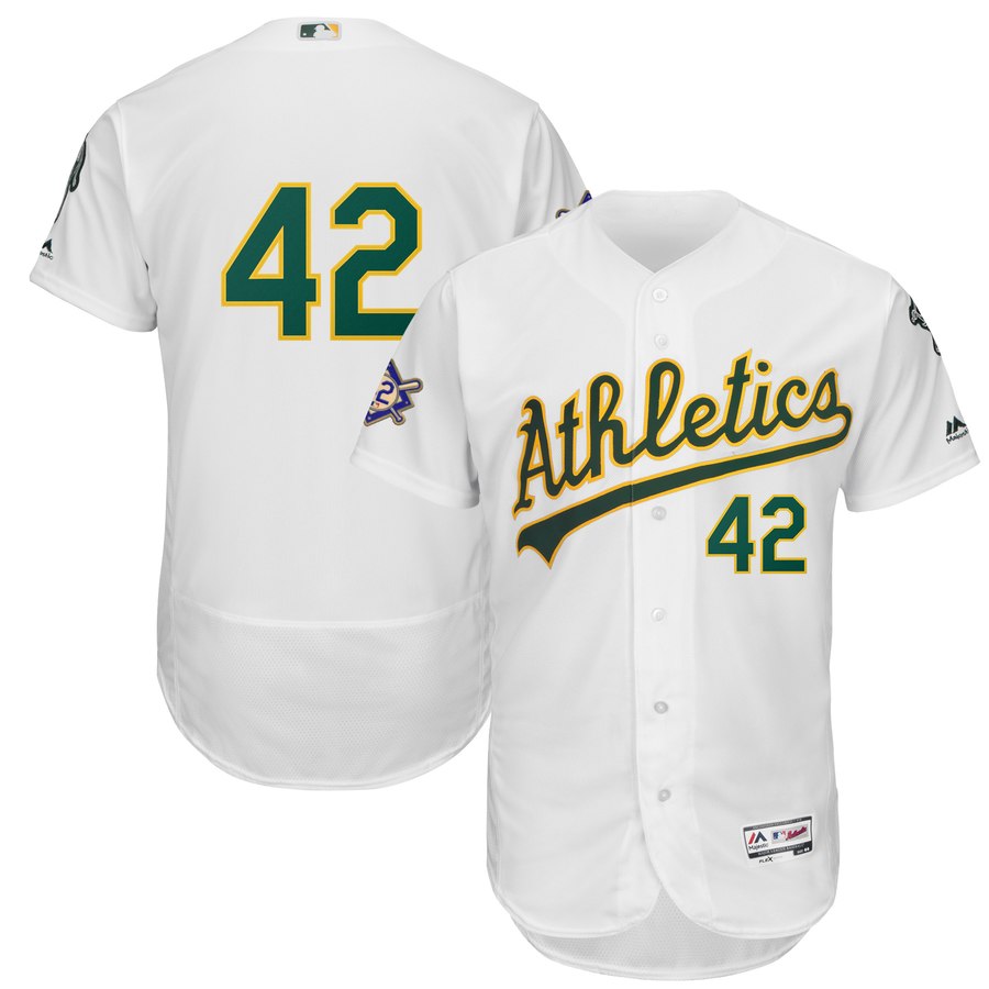Oakland Athletics #42 Majestic 2019 Jackie Robinson Day Flex Base Jersey White Oakland Athletics #42 Majestic 2019 Jackie Robinson Day Flex Base Jersey White