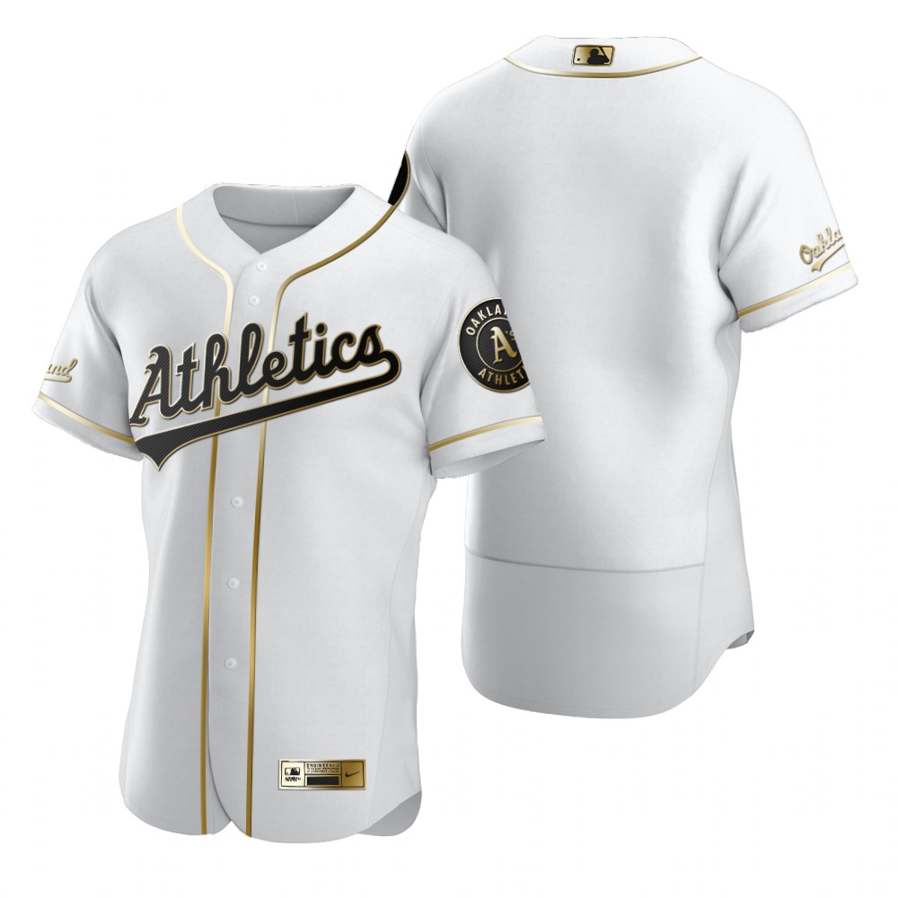 Oakland Athletics Blank White Nike Men's Authentic Golden Edition MLB Jersey Oakland Athletics Blank White Nike Men's Authentic Golden Edition MLB Jersey