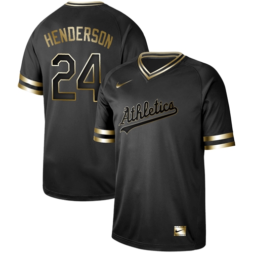 Nike Athletics #24 Rickey Henderson Black Gold Authentic Stitched MLB Jersey Nike Athletics #24 Rickey Henderson Black Gold Authentic Stitched MLB Jersey