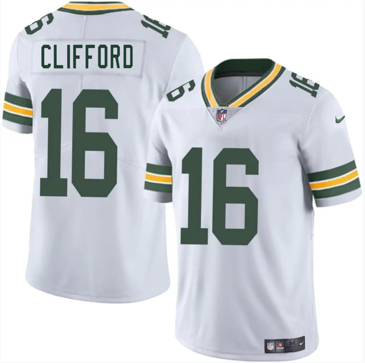 Men's Green Bay Packers #16 Sean Clifford White 2025 Vapor Untouchable Limited Stitched Jersey Men's Green Bay Packers #16 Sean Clifford White 2025 Vapor Untouchable Limited Stitched Jersey